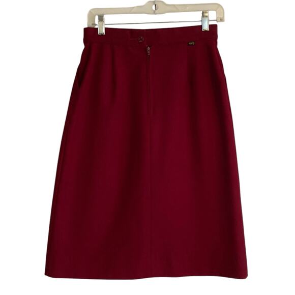 Vintage 80s Levis Maroon Red Dacron Polyester Office Straight Skirt Size XS - Picture 2 of 15